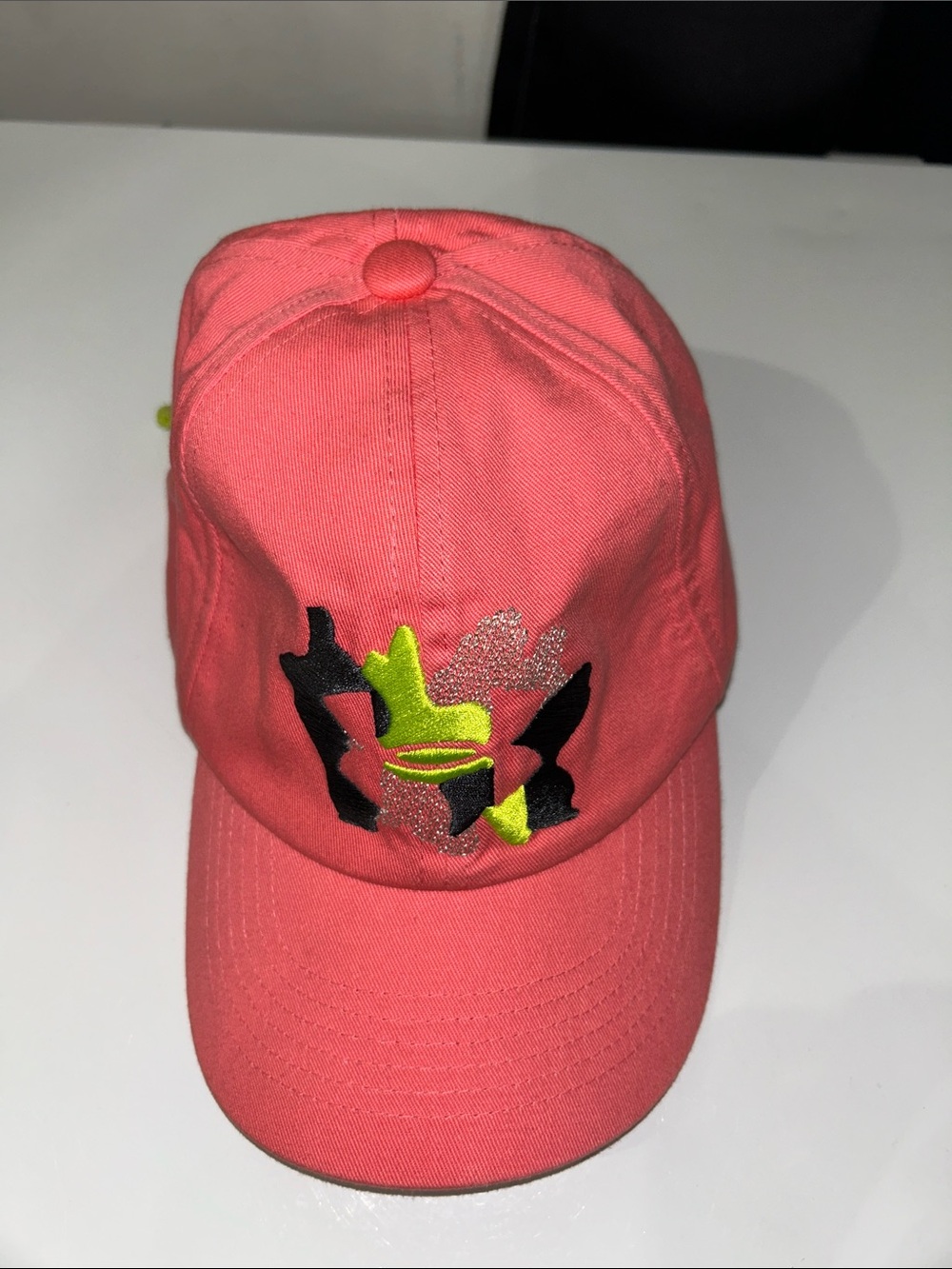 Under Armor Coral and Lime Green Hat with strap